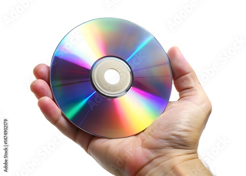 Hand holding dvd isolated on white background