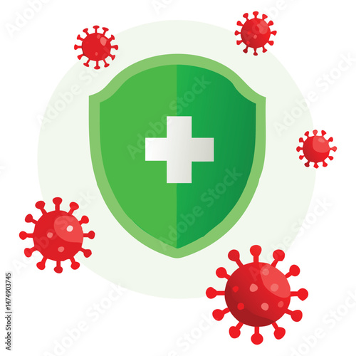 Coronavirus Protection Shield Immunity Vaccine Health and Medical Concept