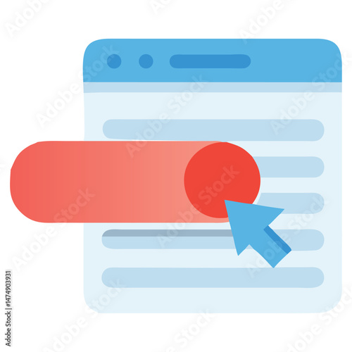 Website Interface Flat Illustration with Cursor and UI Elements