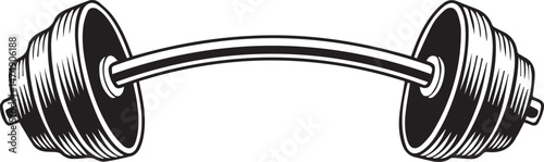 Curved Barbell Doodle Silhouette Vector | Clean Black Vector Art Illustration