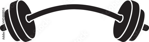Curved Barbell Doodle Silhouette Vector | Clean Black Vector Art Illustration