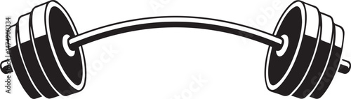 Curved Barbell Doodle Silhouette Vector | Clean Black Vector Art Illustration