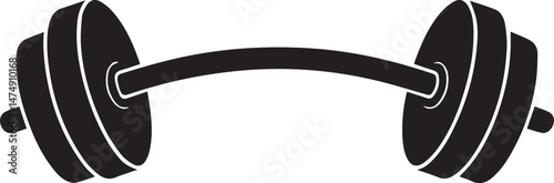 Curved Barbell Doodle Silhouette Vector | Clean Black Vector Art Illustration