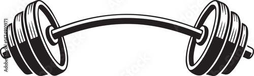 Curved Barbell Doodle Silhouette Vector | Clean Black Vector Art Illustration