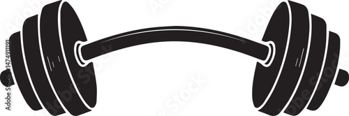 Curved Barbell Doodle Silhouette Vector | Clean Black Vector Art Illustration