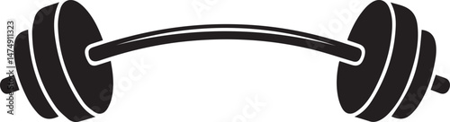 Curved Barbell Doodle Silhouette Vector | Clean Black Vector Art Illustration