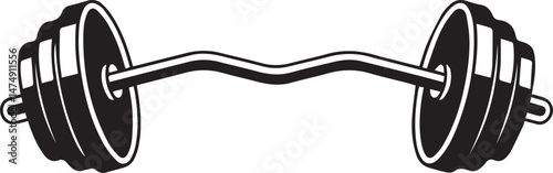 Curved Barbell Doodle Silhouette Vector | Clean Black Vector Art Illustration