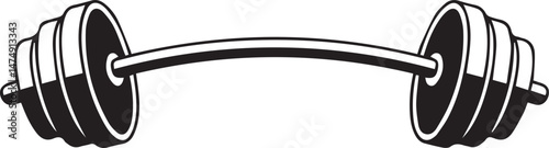 Curved Barbell Doodle Silhouette Vector | Clean Black Vector Art Illustration