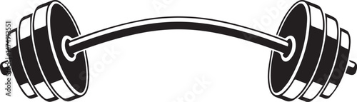 Curved Barbell Doodle Silhouette Vector | Clean Black Vector Art Illustration