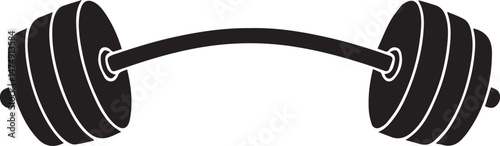 Curved Barbell Doodle Silhouette Vector | Clean Black Vector Art Illustration