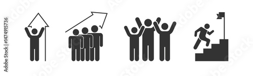 Collection of growth people icon flat design