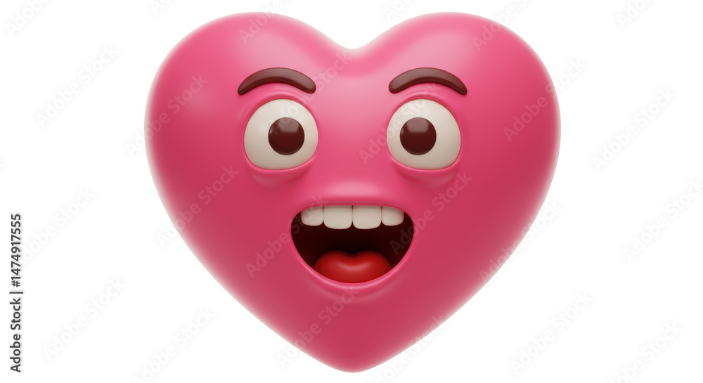 Isolated Heart Emoji with Surprised Expression Isolated Heart Emoji with Surprised Expression