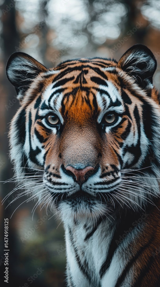 Fototapeta premium Intense stare of a tiger portrait, highlighting majestic beauty and power