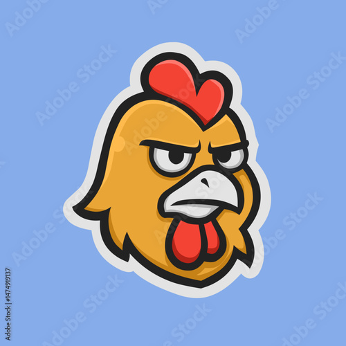 Chicken head illustration cartoon with angry expression