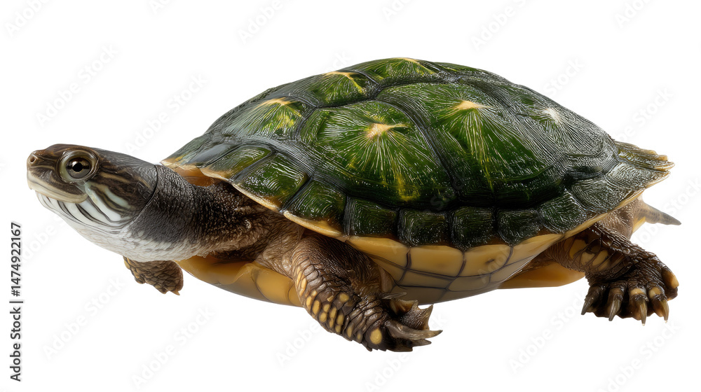 Obraz premium Graceful Turtle's Journey: A close-up shot captures the serene essence of a turtle, highlighting the detailed textures and gentle spirit.