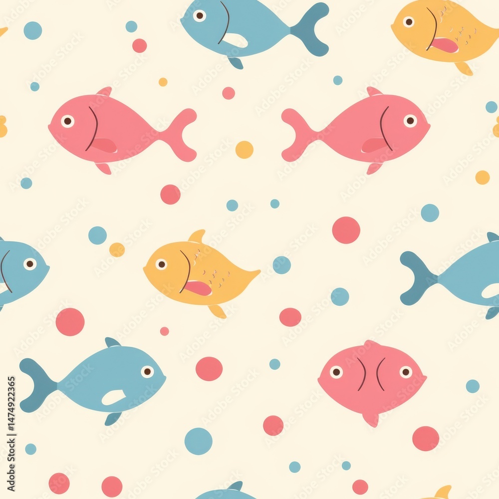 Fototapeta premium seamless minimal doodle pattern of abstract sea creatures and coral shapes, soft beige and aqua color palette