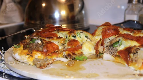 Wallpaper Mural Homemade Supreme Style Pizza Slices On A Dish Get Cut By Shiny Knife Torontodigital.ca