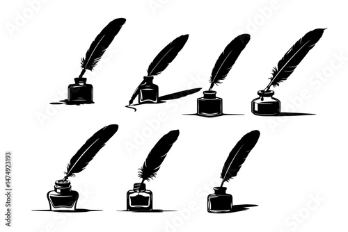 vector art quill pen on white background.
 a wings pen and inks
