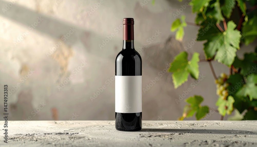 Fototapeta premium Red Wine Bottle with Blank Label