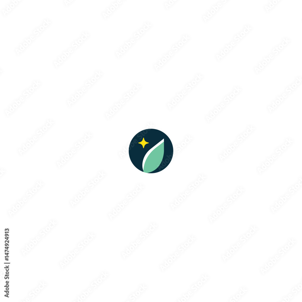 Leaf and Star Circle Logo with white background. Leaf and Star Circle Logo with white background.