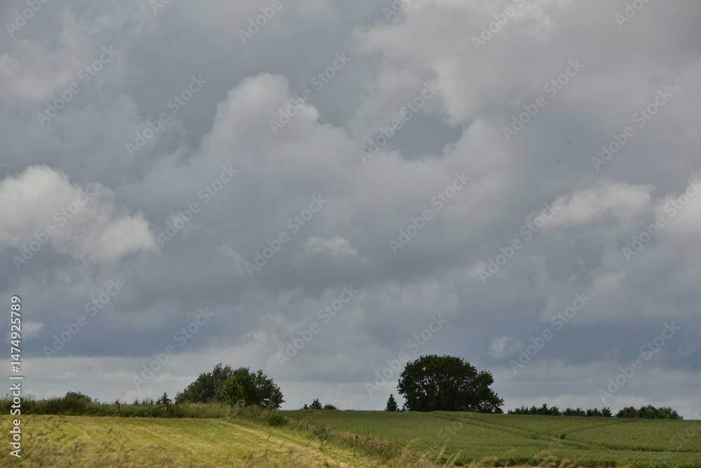 Obraz premium Cumulonimbus foncé au dessus d'un paysage rural à Écaussinnes-d'Enghien (Soignies)