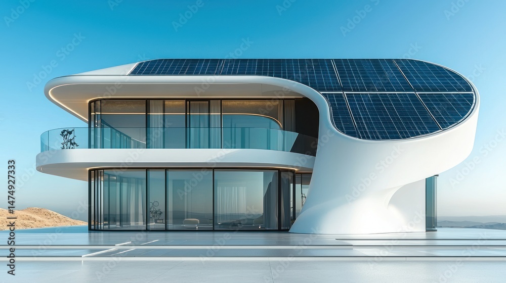 Fototapeta premium Futuristic Eco-Friendly Mansion Modern Architectural Marvel