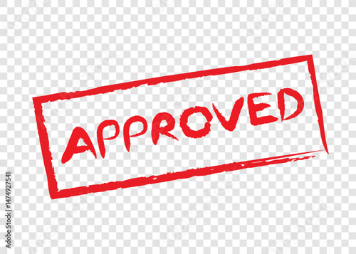 approved word stamp in red square frame on transparency background