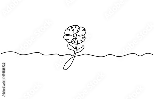 Poppy, Remembrance Day or Veterans Day Continuous Line Drawing with Editable Stroke and Copy Space