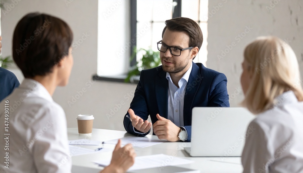 Fototapeta premium 会議で意見交換する男性,Man exchanging ideas in a meeting 