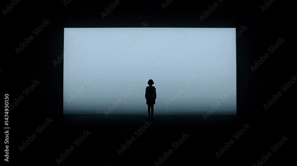 Fototapeta premium Solitary Figure in Minimalist Lightbox Setting