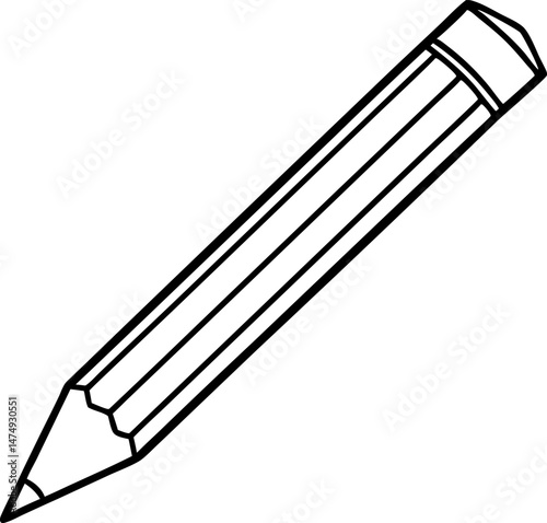 Pencil Cap Line Art Vector Illustration