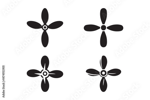 Set of propeller silhouettes. Propeller concept icons. Vector illustration.