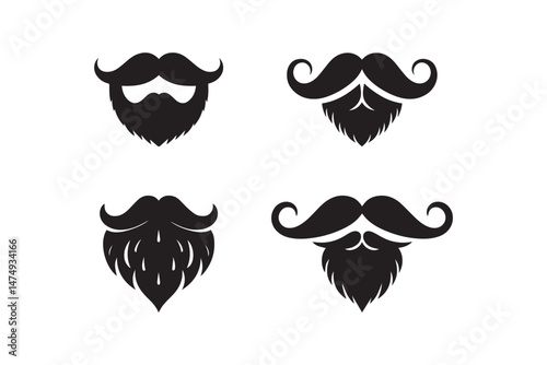 Black and white mustache and beard icons.