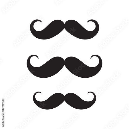 Black and white mustache icon. Mustache silhouette.
