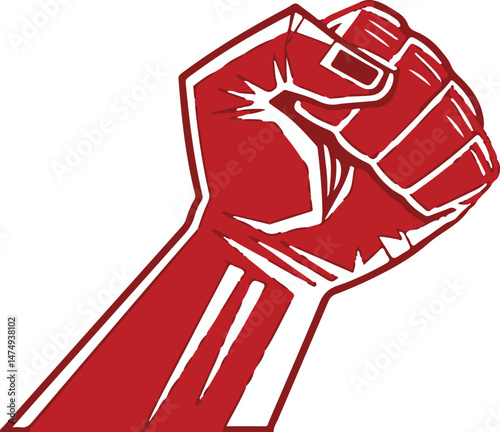 Raised Fist with Polish Flag Colors
