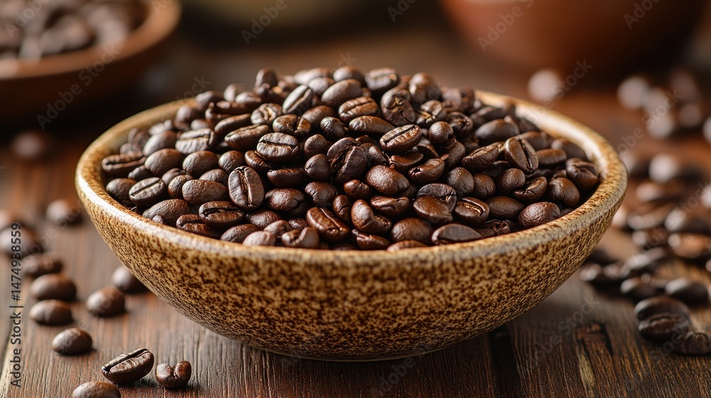 Fototapeta premium Roasted coffee beans in a bowl (2)