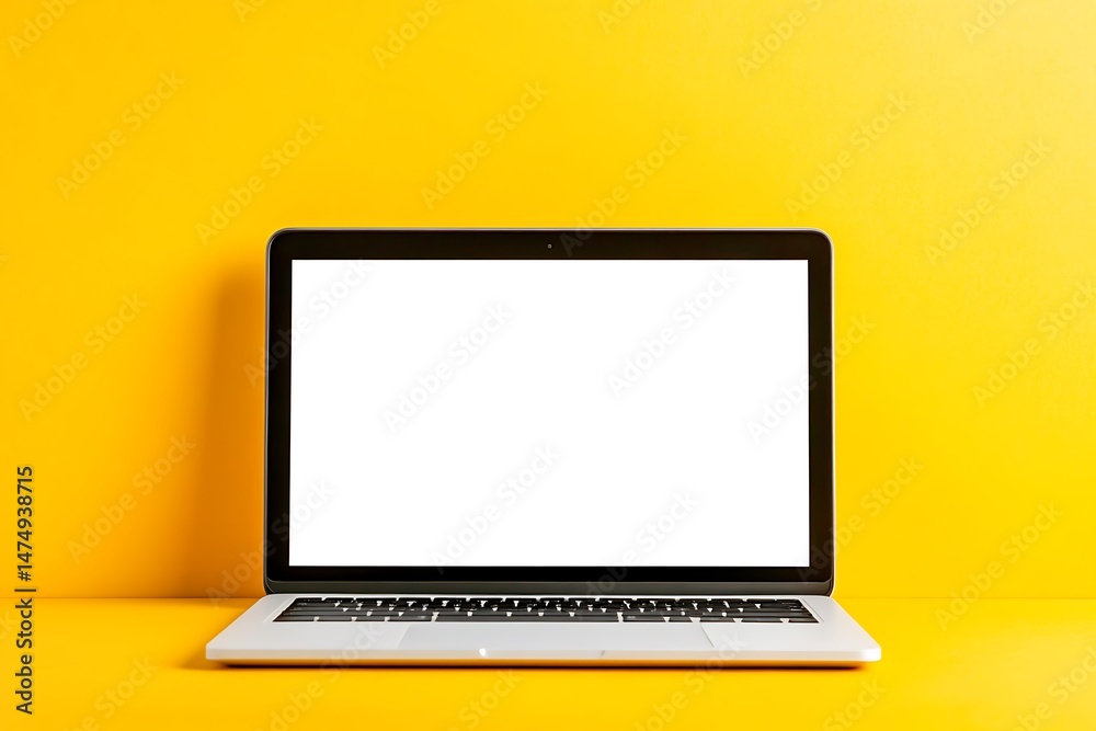 custom made wallpaper toronto digitalLaptop on yellow background with blank screen