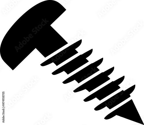 Screw Thread Silhouette Vector Illustration 