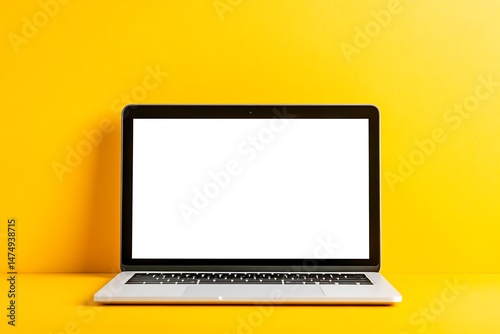 Wallpaper Mural Laptop on yellow background with blank screen Torontodigital.ca