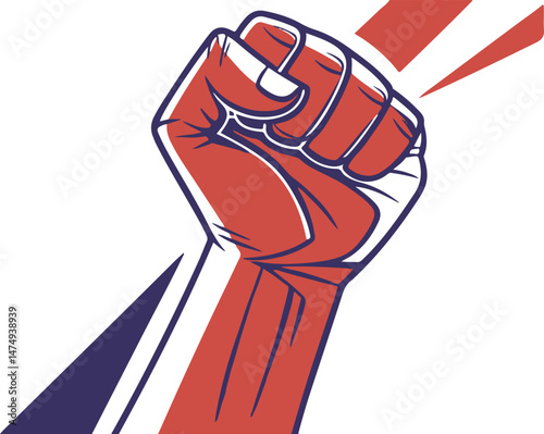 Raised Fist with Polish Flag Colors
