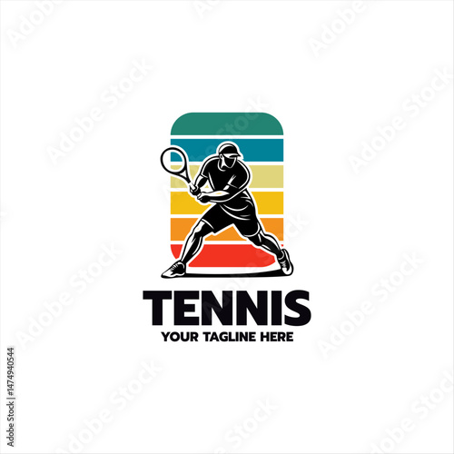 tennis player stylized vector silhouette logo template