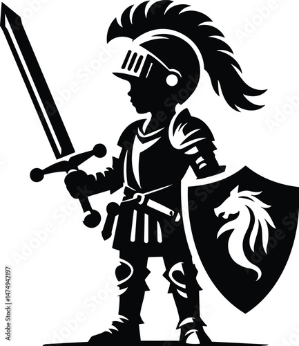 Young Boy Knight Silhouette