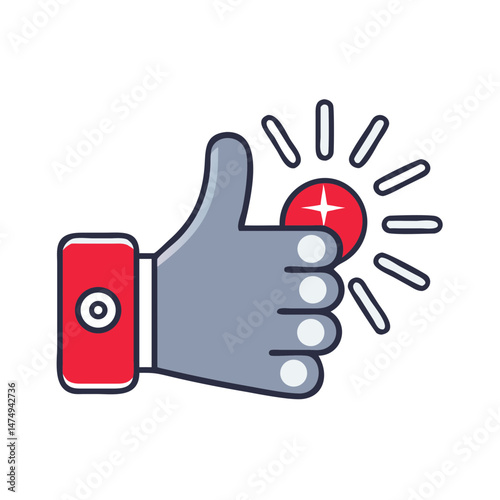 Thumbs Up Gesture with Light Show Icon  