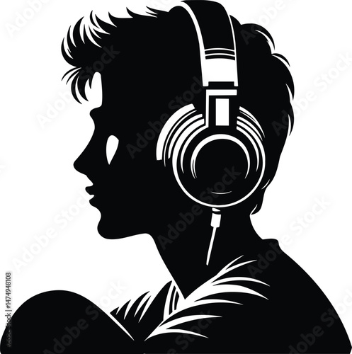 Young Person With Headphones Symbol