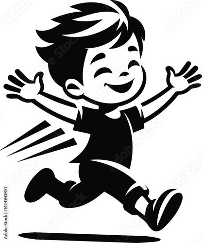 Cheerful Cartoon Kid Running