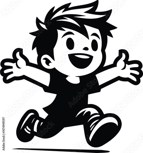 Running Cartoon Child Vector