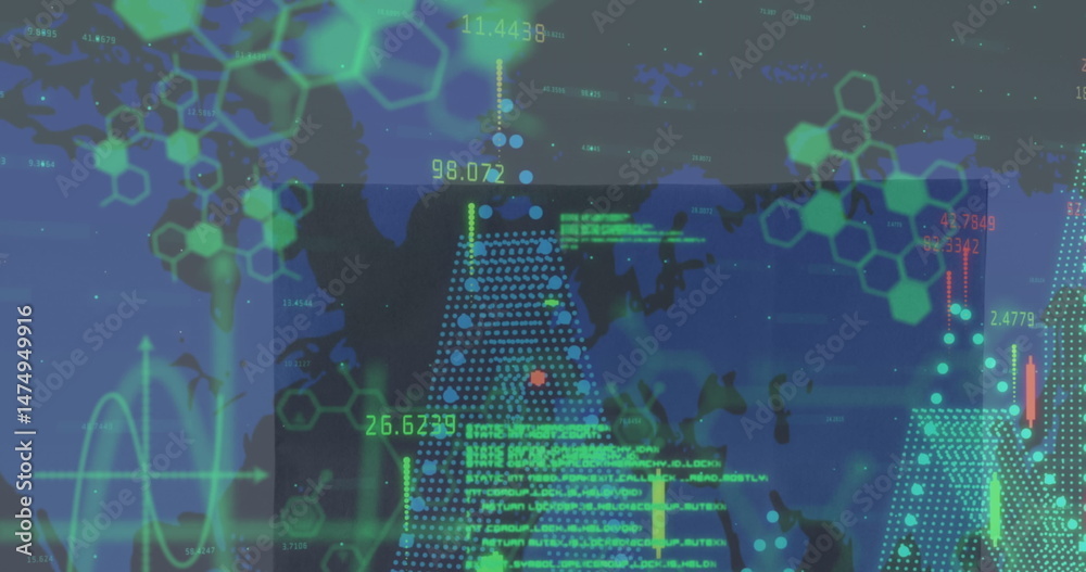 Obraz premium Image of data processing over shapes