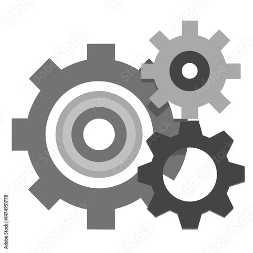 gears, machine parts, mechanical engineering vector on white background