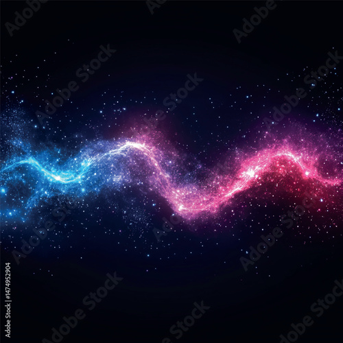 image of fiery pink-blue waves on a black background, abstraction
