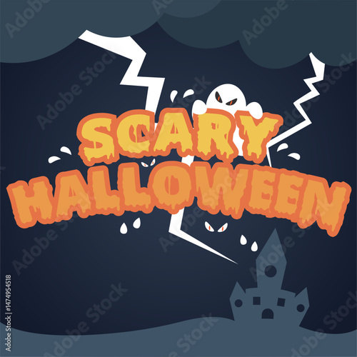 Isolated halloween lettering with ornaments Vector